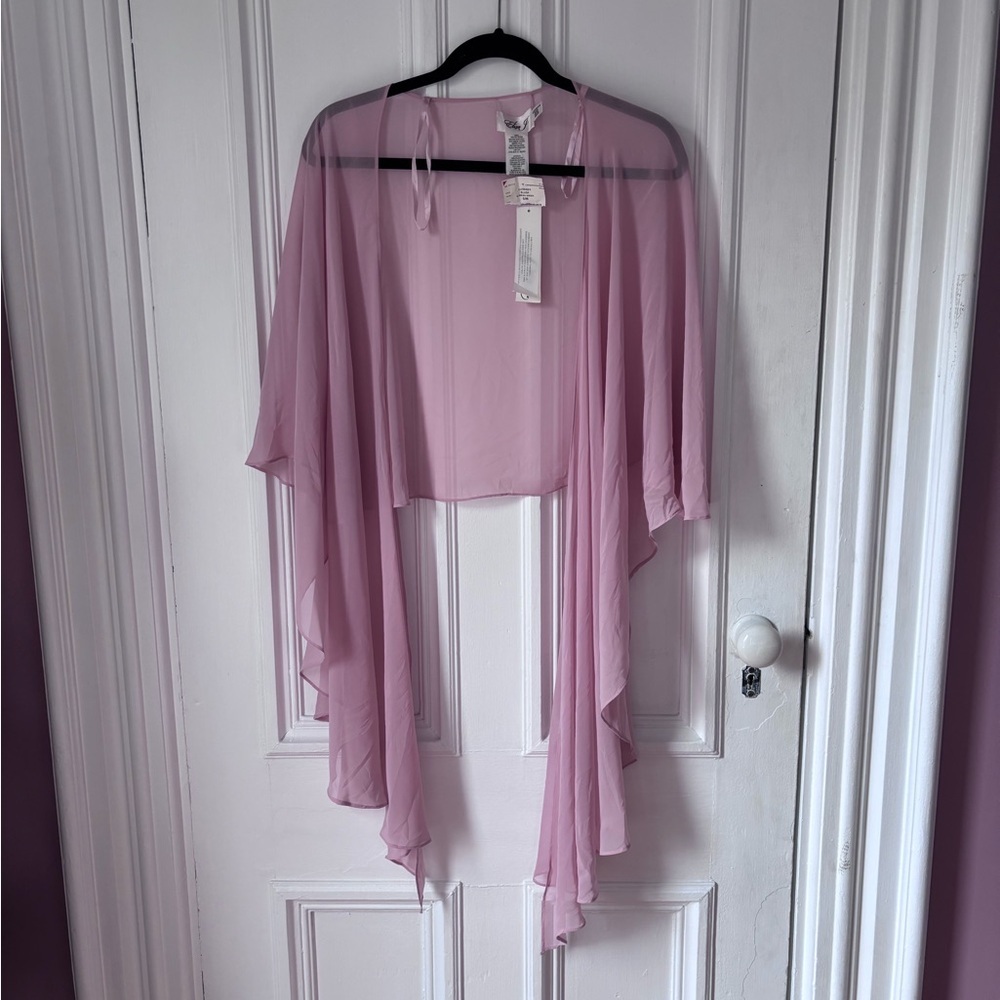 Women’s Eliza J Sheer Pink Blush NWT Shrug Tie Front Size S/M